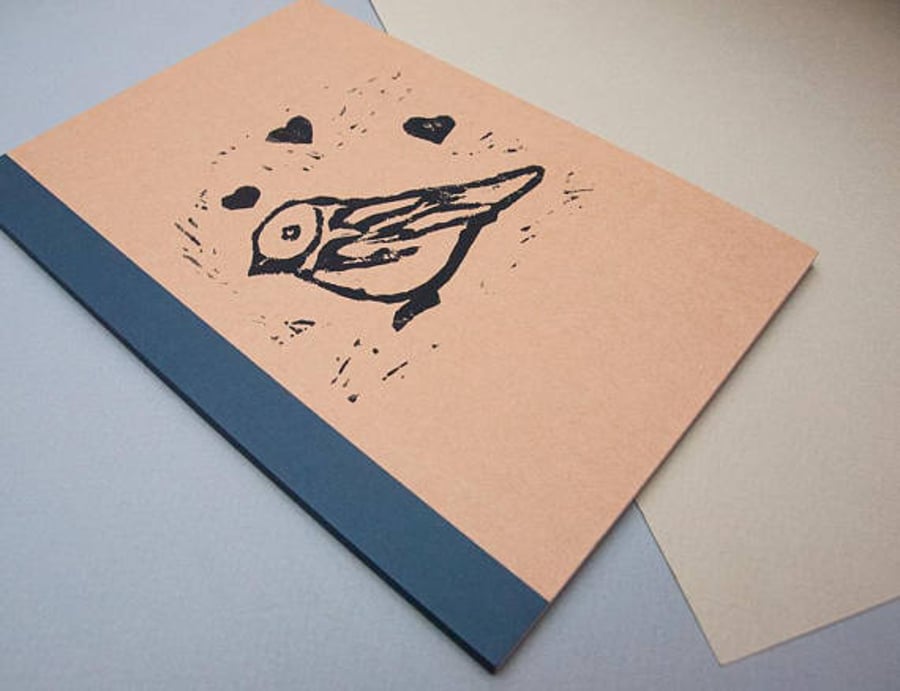 Large Bird Notebook - Lined Notebook - Stationery - Paper Goods - Kraft- Lino