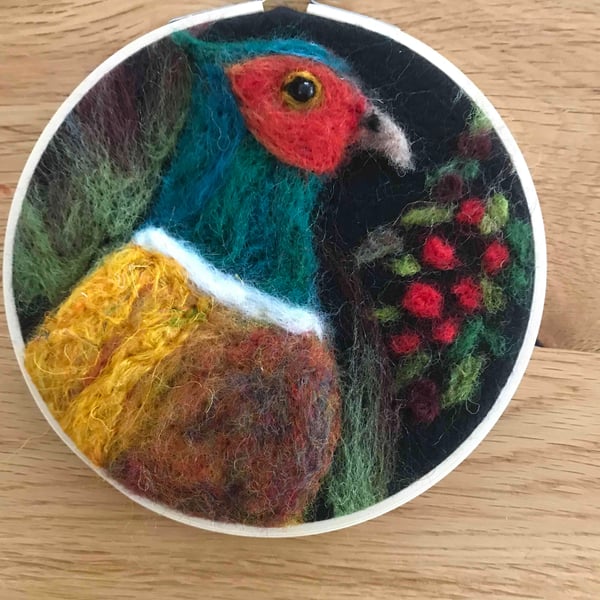Pheasant-hoop artwork-needle felted -bird 
