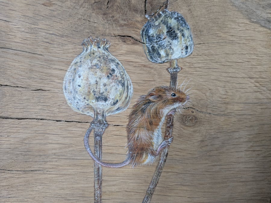 Original Mouse Painting on Reclaimed and Repurposed Wood