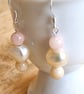 Pearl Earrings with Morganite Stone, Dangle, Pastel Colours with Sterling Silver - Image 7