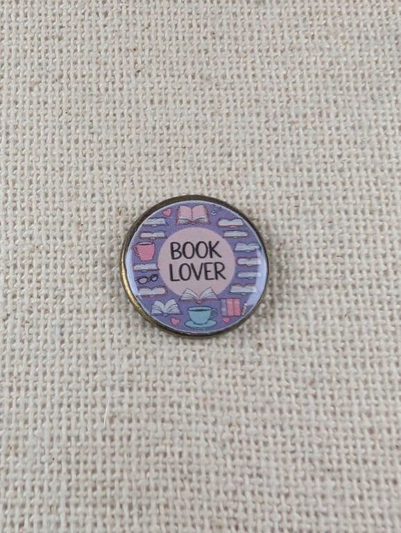 Book Lover Badge - Book Themed Pin - Large Resin Topped Pin Badge 