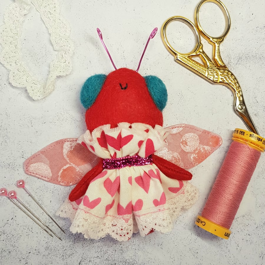 Miniature Art Doll Red Love Bug