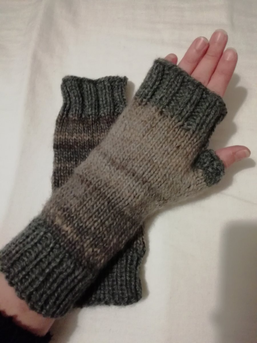 Hand knitted chunky fingerless gloves