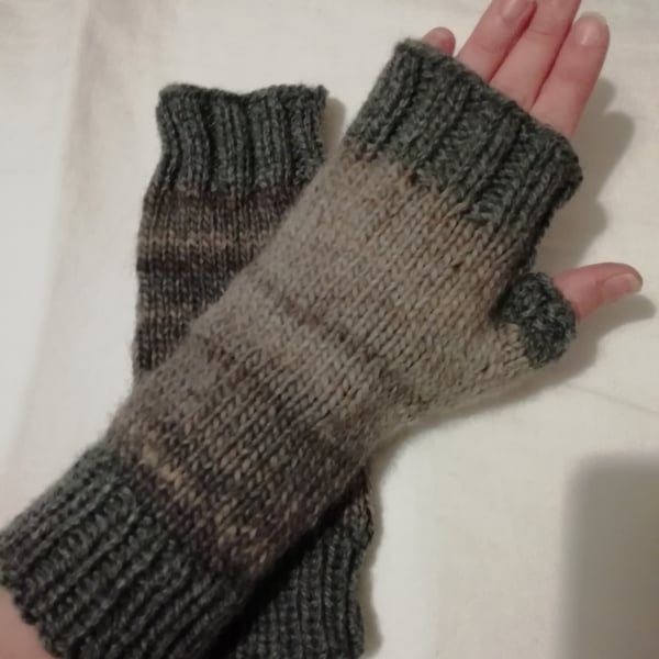 Hand knitted chunky fingerless gloves