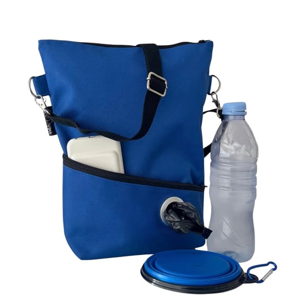 Dog walking bag bright blue 