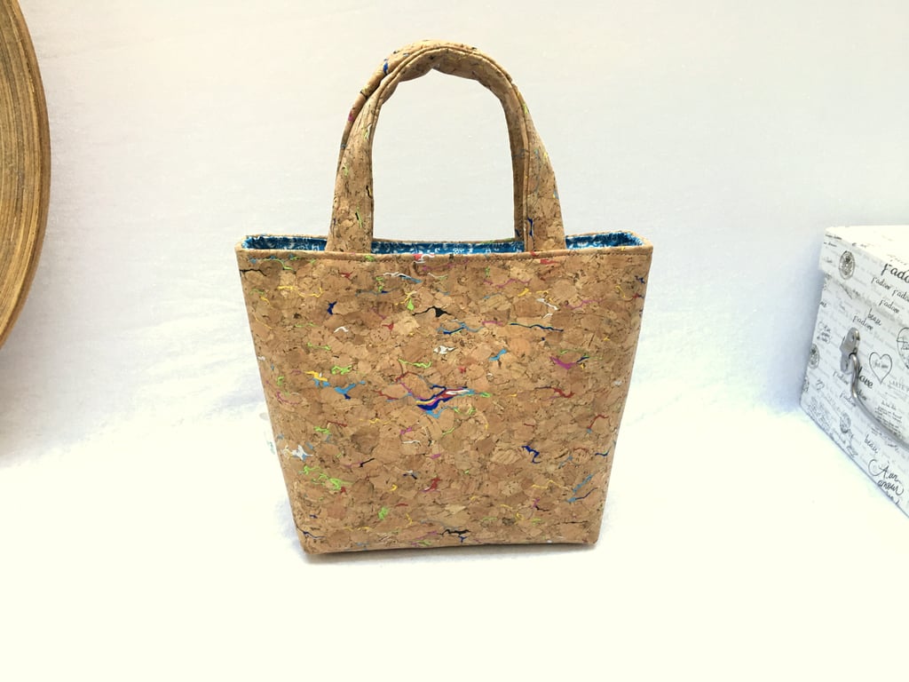 Cork handbag, cork tote bag, small cork bag, vegan handbag.