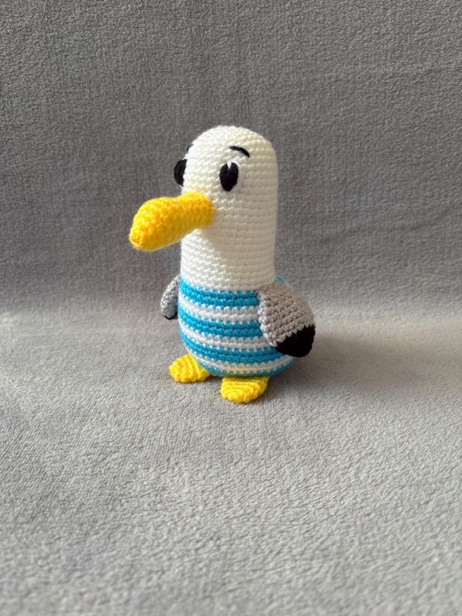 Crochet Seagull Plushie - CE Tested Seagull Soft Toy - Handmade Amigurumi Plush