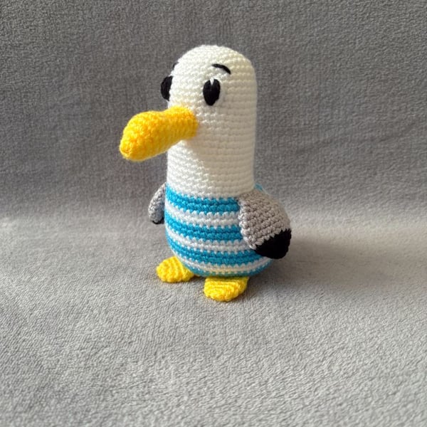 Crochet Seagull Plushie - CE Tested Seagull Soft Toy - Handmade Amigurumi Plush
