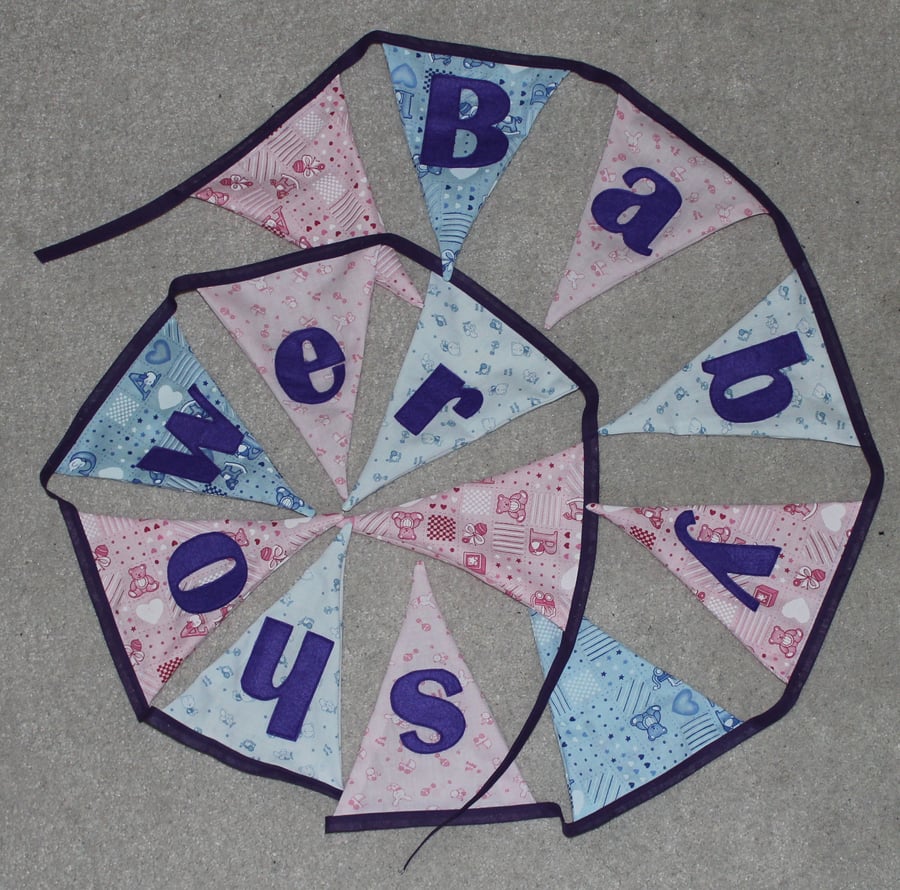 Baby Shower Bunting 2.8m (including postage and packaging)Pink or Blue available