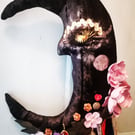 Moon beam wall hanging, Velvet cosmic art