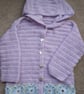 Crochet hoody, cardigan Lilac, age 2 to 3 yrs Handmade in supersoft baby acrylic
