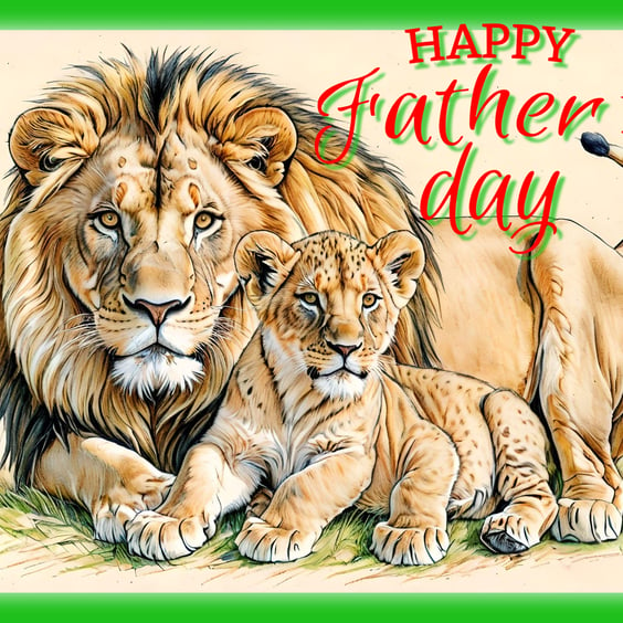 Lions Father's Day Card A5