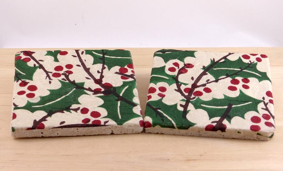 Marble 'Holly'Coasters