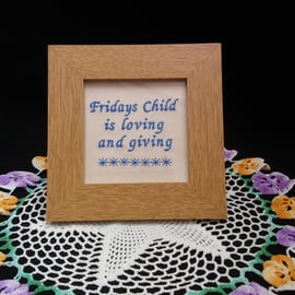 Nursery Rhyme Fridays Child Embroidery in a Frame