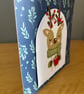 Handmade Hand Stitched Christmas Card Cosy Winter Reindeer - Image 4
