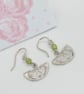 Peridot sterling silver earrings floral design gift for her August birthstone - Image 1