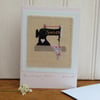 The Old Sewing Machine, intricately hand-stitched miniature textile on card