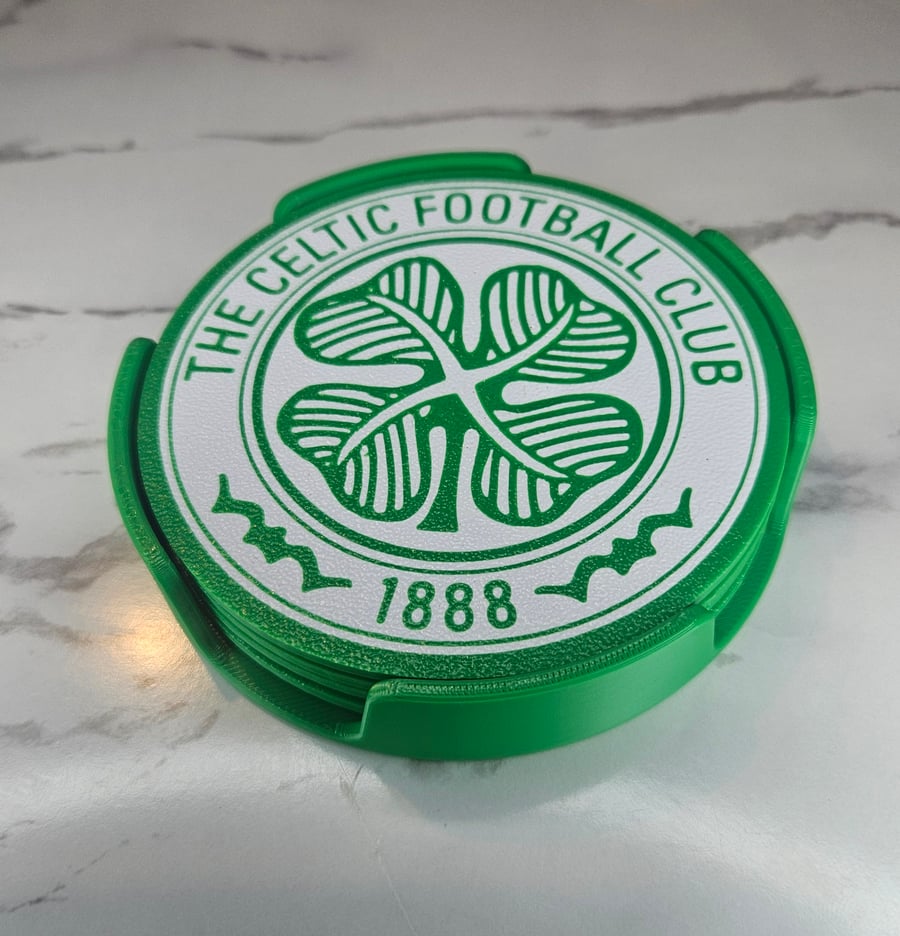 Celtic FC Coasters & Holder – Show Your Support in Style!