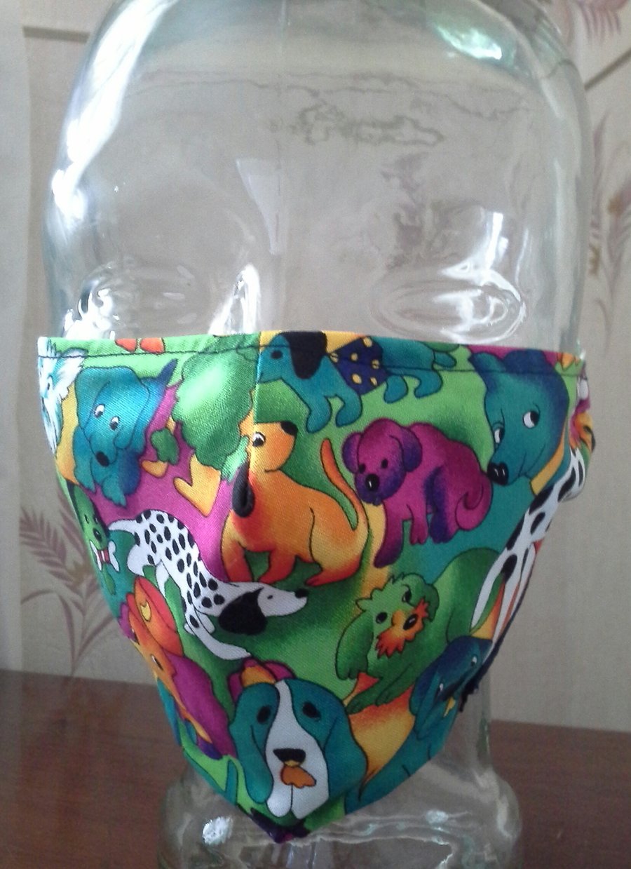 Adult Freesize Dogs Design Face Mask-Covering