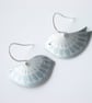 Bird earrings with seed print in grey and silver - Image 3