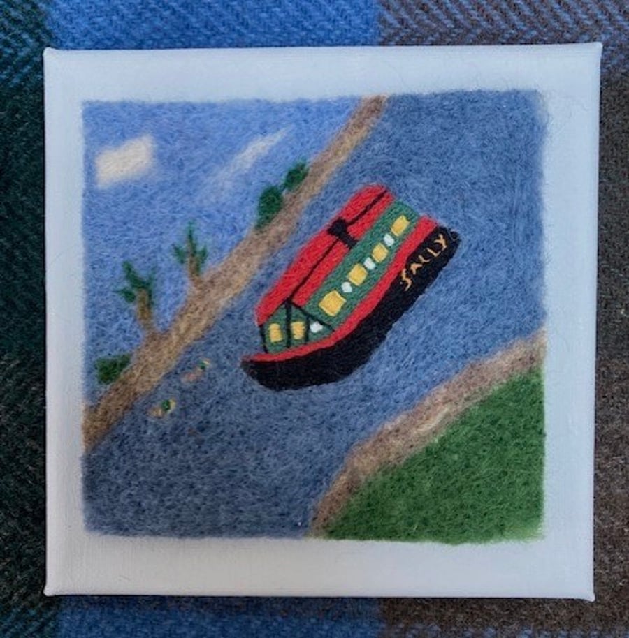 Canal boat felted picture.