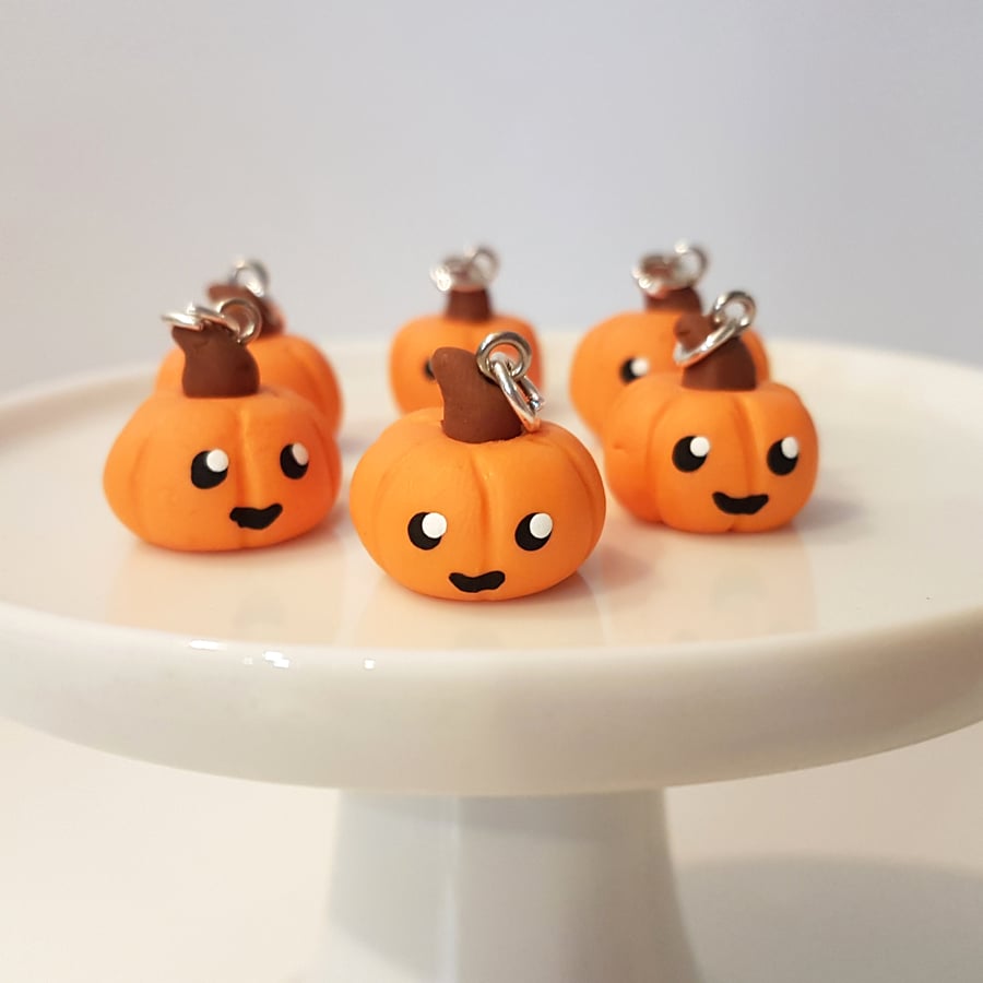 KAWAII Halloween Pumpkin necklace - handmade, unique, gift, cute