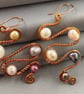 Multicoloured Cultured Pearl Copper Abstract Squiggle Dangle Earrings  - Image 8