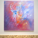 Stag in the Ether is one of a series of semi-abstract paintings of a deer stag
