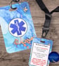 Custom Medical Alert Tag Faux Leather ICE ID, UK Emergency Symbol