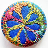 One Inch Badge Blue Flower 