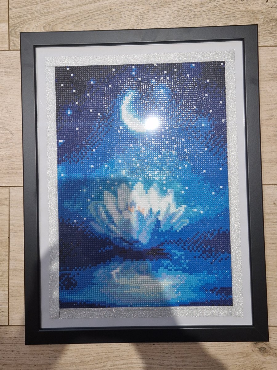 Handmade Framed Lotus Flower Diamond Painting