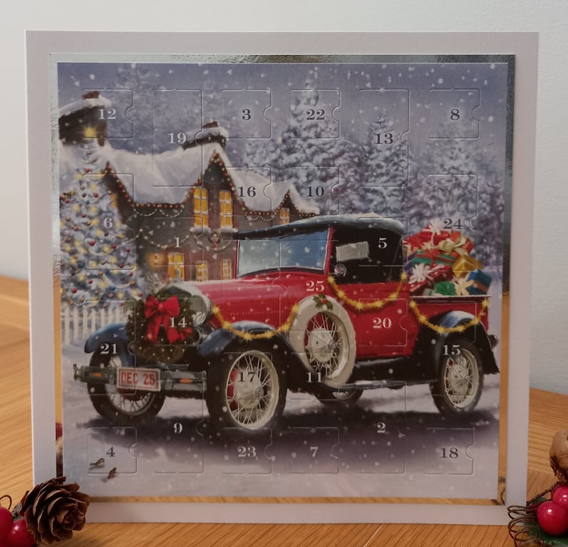 Advent Calendar Style Christmas Card - Vintage Truck