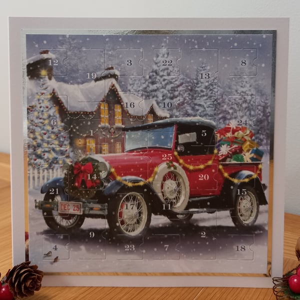 Advent Calendar Style Christmas Card - Vintage Truck