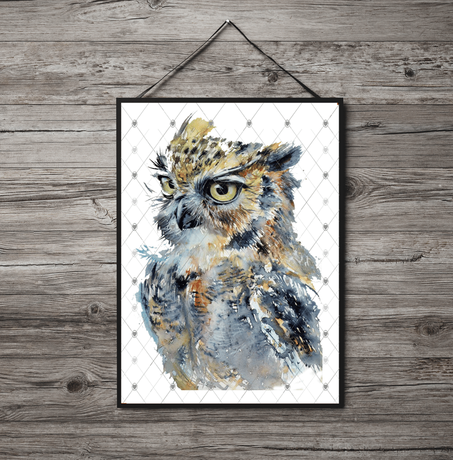Owl A4 Print, Owl Custom Print, Personalised Wall Art, Custom Owl Picture