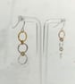 Recycled Sterling Silver and Filled Gold Triple Circle Drop Earrings - Image 4
