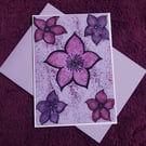 Flower art handmade blank card with lilac envelope