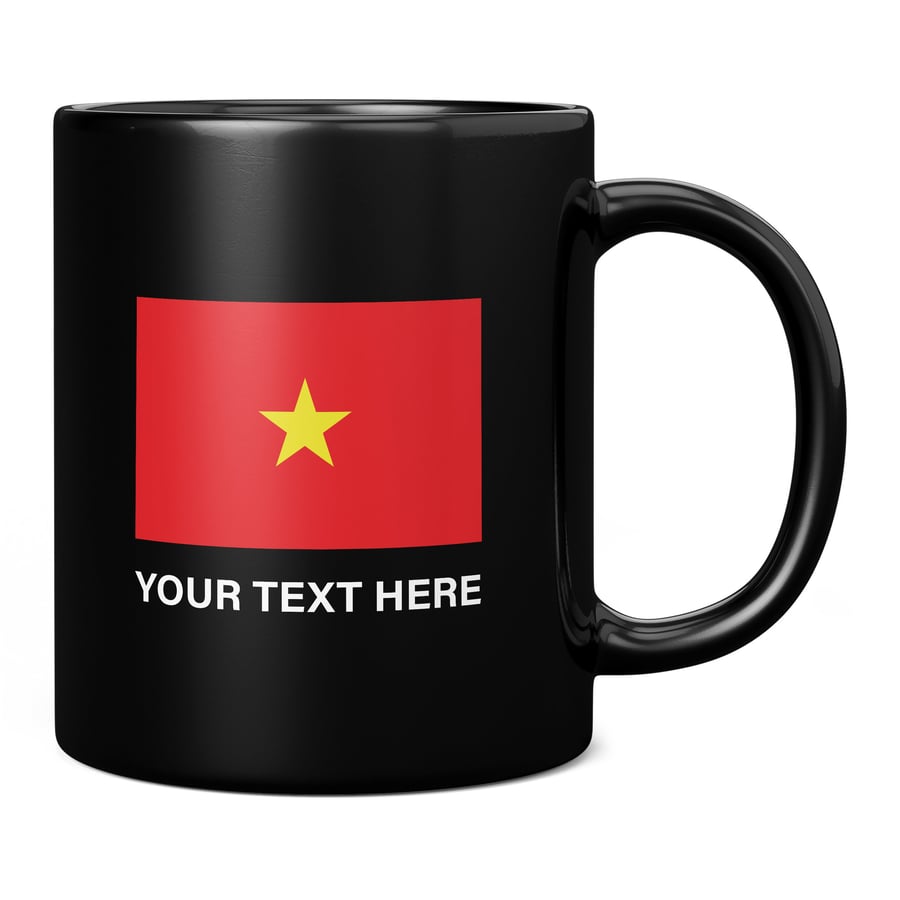 Vietnam Flag With Custom Text 11oz Coffee Mug Cup - Perfect Birthday Gift for Hi