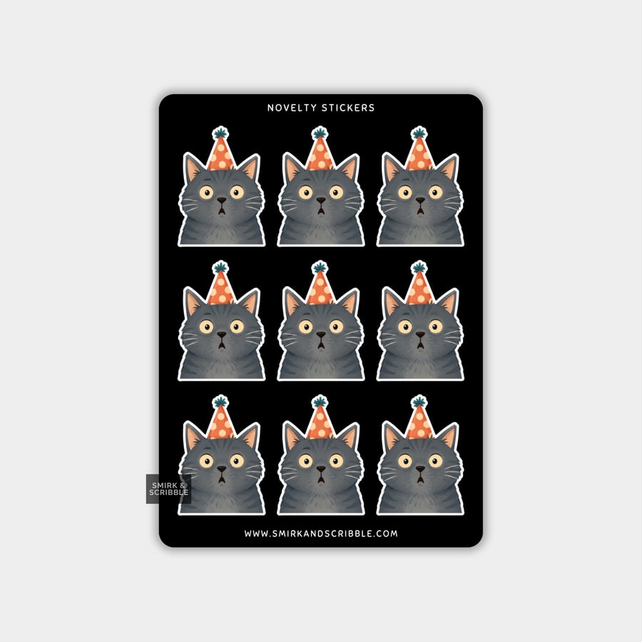 Funny Vinyl Sticker Sheet For Adults - Birthday Cat