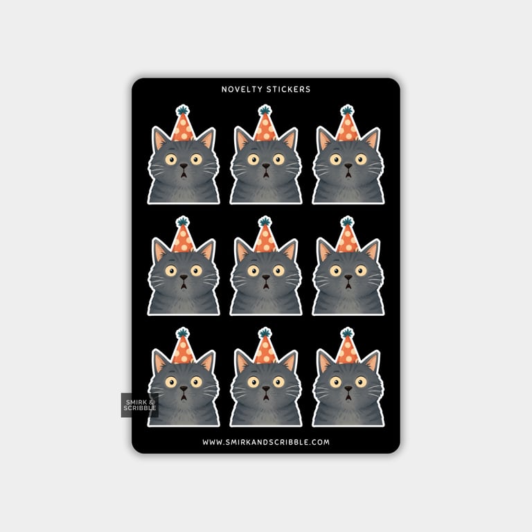 Funny Vinyl Sticker Sheet For Adults - Birthday Cat