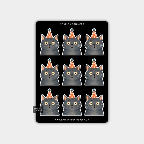 Funny Vinyl Sticker Sheet For Adults - Birthday Cat