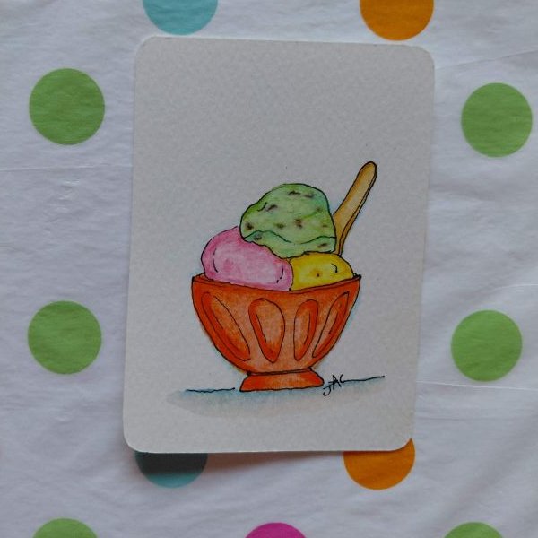 Ice Cream Bowl - Original ACEO