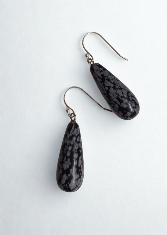 Black Labradorite Teardrop Earrings 