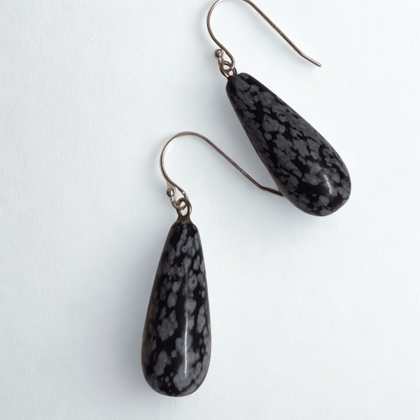 Black Labradorite Teardrop Earrings 
