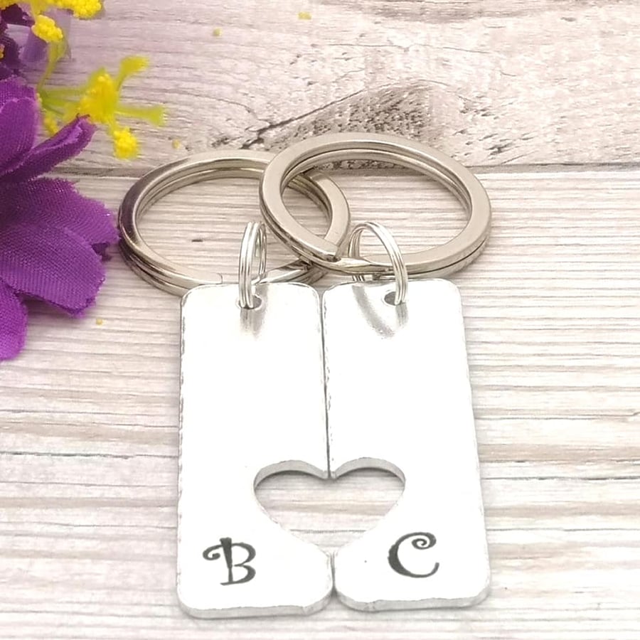 Matching Keyring Set - Personalised Couples Keychains - Gift For Friend