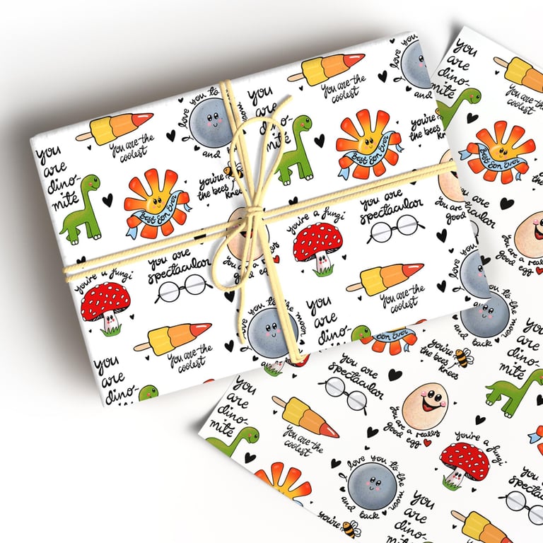 Hand Drawn Son Wrapping Paper, Funny Gift Wrap Paper for Son's Birthday