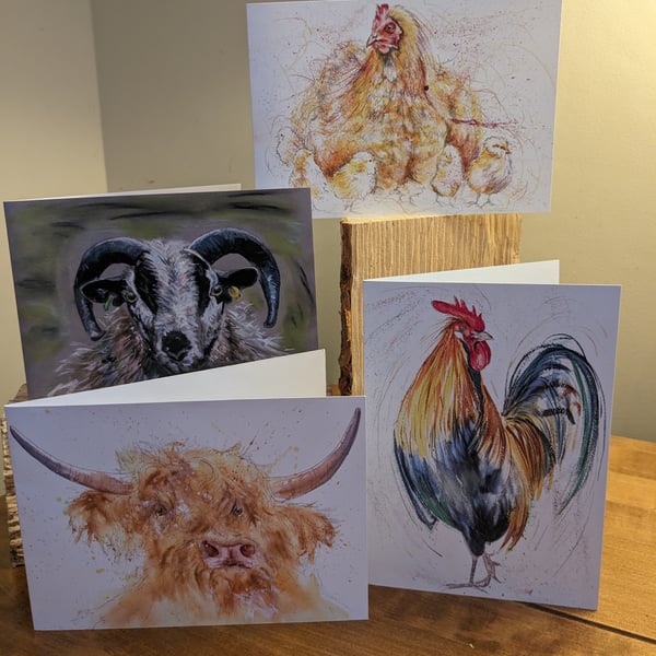 The Farm Collection - A set of 8 greeting cards (2 of each design)