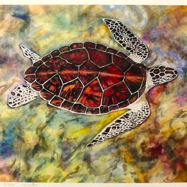 Hawksbill Turtle Print from Original Watercolour Painting