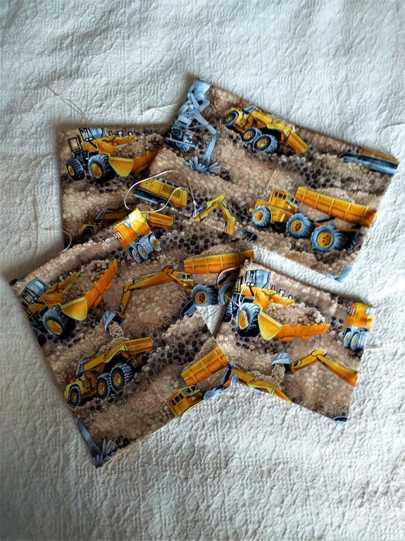 Pack of 4 Digger Drawstring Bags