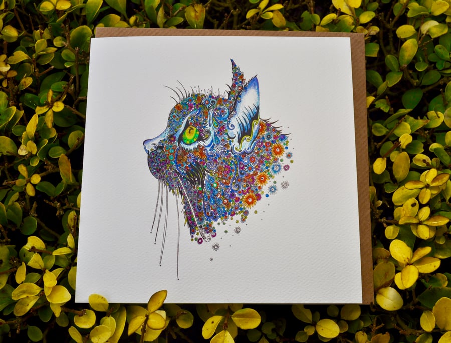 Blue Cat Greeting card Blank