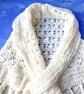 CREAM CROCHETED LACE PATTERN SHAWL